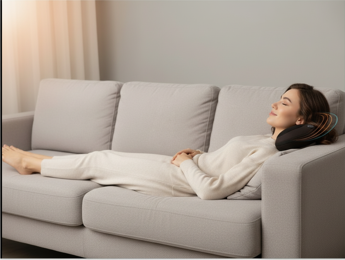 Coussin massant nuque et épaules chauffant, détente cervicale